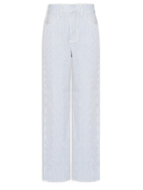 Calça Feminina Sarja Listra Denim Reta - Azul