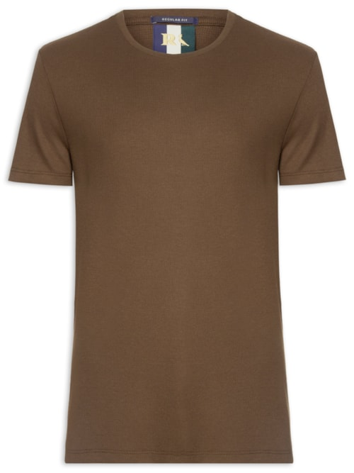Camiseta Masculina Waffle Marrom Camiseta Masculina Waffle Marrom