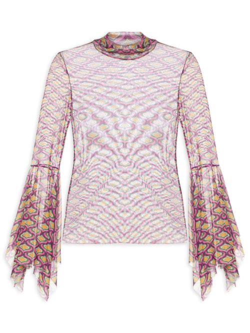 Blusa Feminina Tule Manga Longa - Amarelo Blusa Feminina Tule Manga Longa - Amarelo