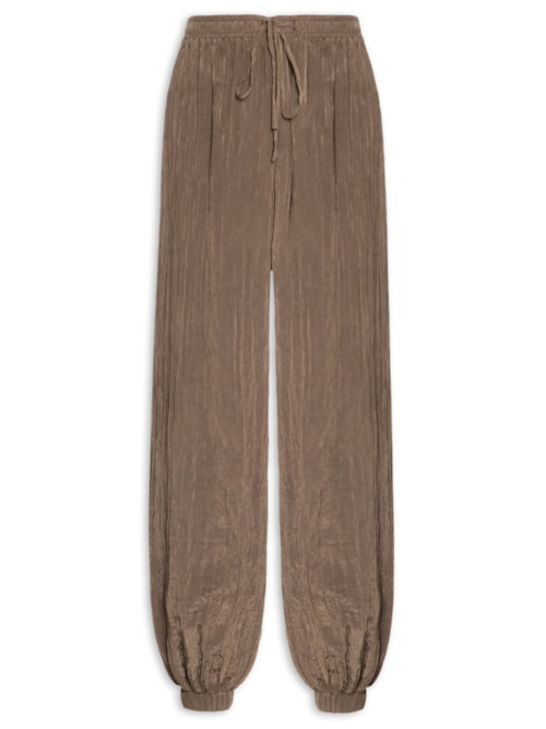 Calça Feminina Over Franzida - Marrom