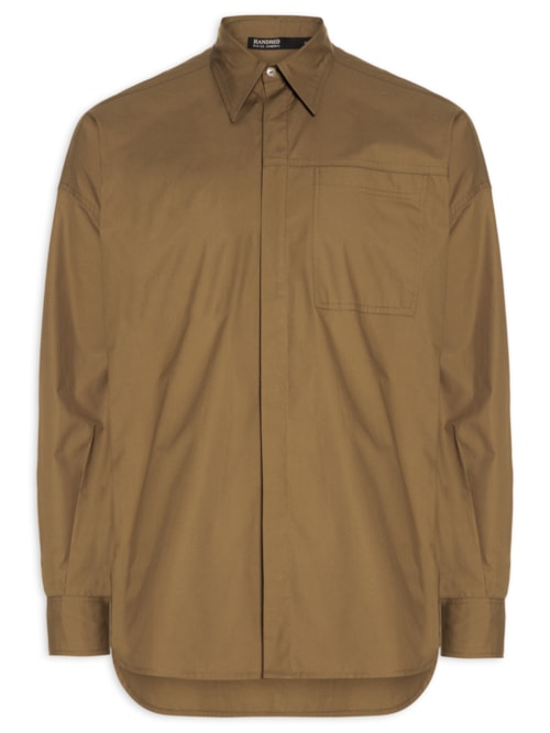Camisa Masculina Algodão Pala Bolso Marrom