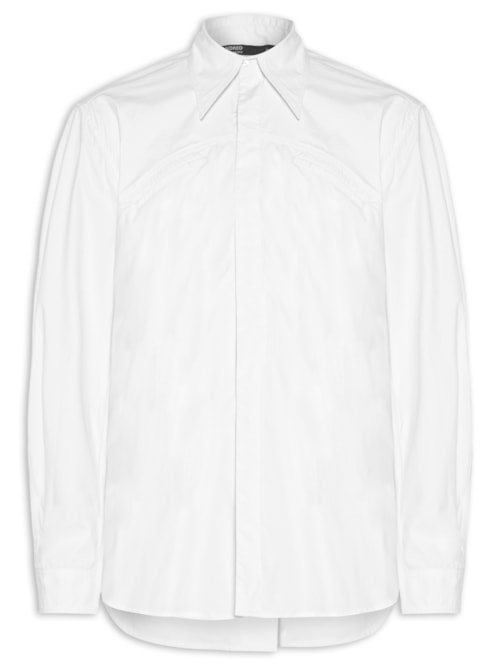 Camisa Masculina Algodão Pala Curva - Branco
