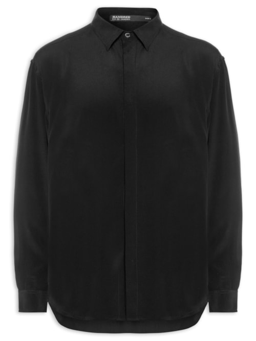 Camisa Masculina Seda Oversized - Preto Camisa Masculina Seda Oversized - Preto