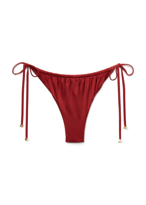Calcinha De Biquíni Brasileira Com Amarração Shiny Satin - Vermelho Calcinha De Biquíni Brasileira Com Amarração Shiny Satin - Vermelho