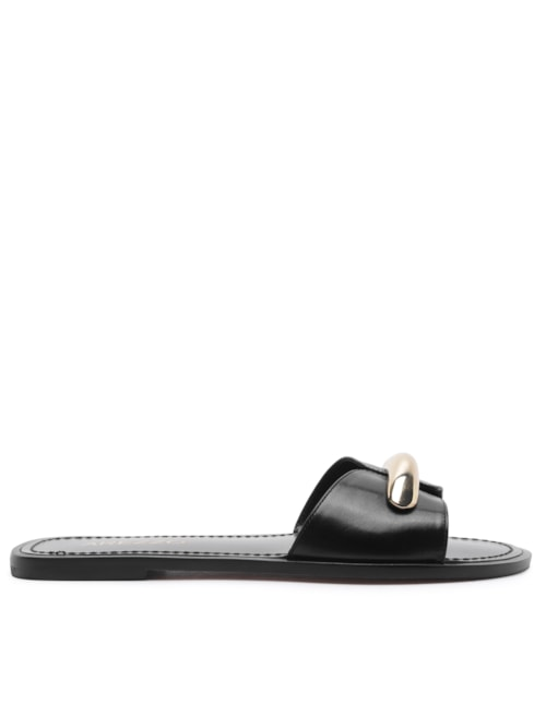 Sandália Feminina Rasteira Tourino Leather - Preto