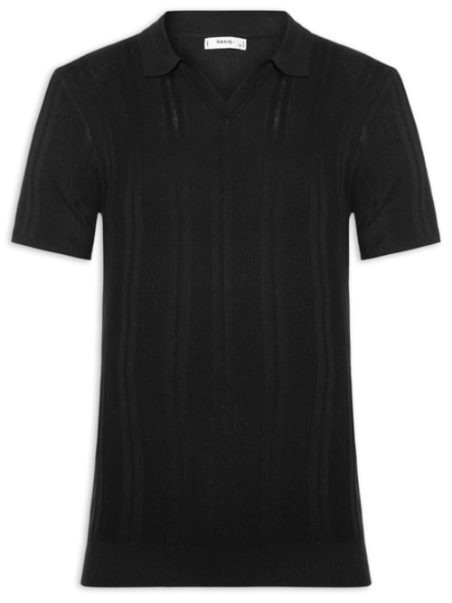 Polo Masculina Em Tricot Com Gola Colômbia - Preto Polo Masculina Em Tricot Com Gola Colômbia - Preto