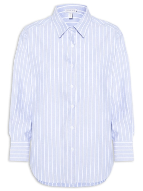 Camisa Feminina Listrada Azul Camisa Feminina Listrada Azul