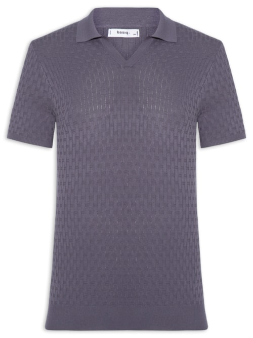 Polo Masculina Em Tricot Com Gola Colômbia - Cinza Polo Masculina Em Tricot Com Gola Colômbia - Cinza