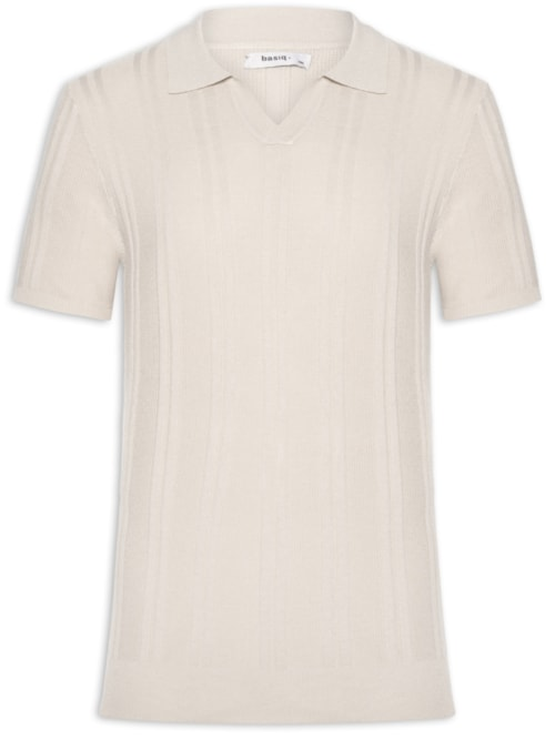 Polo Masculina Em Tricot Com Gola Colômbia - Bege Polo Masculina Em Tricot Com Gola Colômbia - Bege