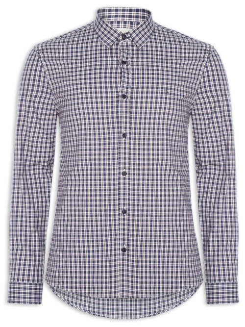 Camisa Masculina Slim Cotton Stretch Azul Camisa Masculina Slim Cotton Stretch Azul