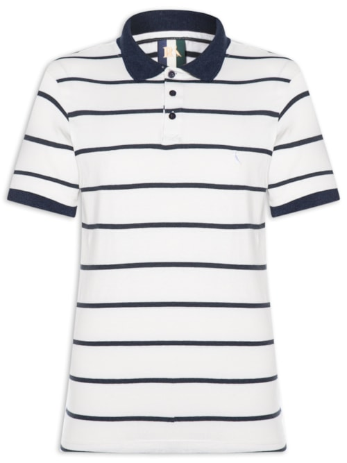 Polo Masculina Meia Malha Fio Tinto Azul