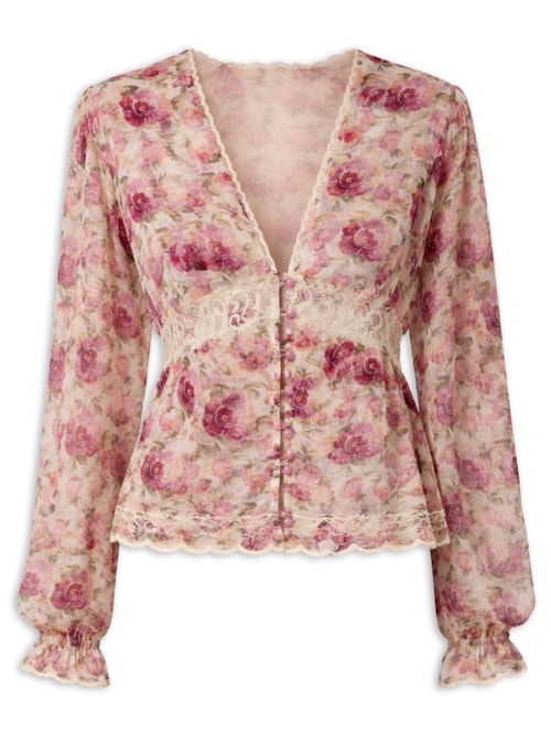 Blusa Feminina English Roses I26 - Rosa Blusa Feminina English Roses I26 - Rosa
