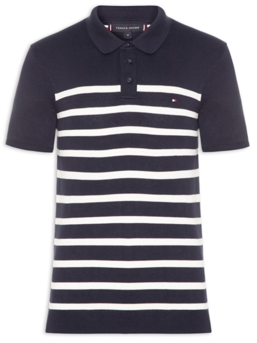 Polo Masculina Essentials Listras - Azul Polo Masculina Essentials Listras - Azul