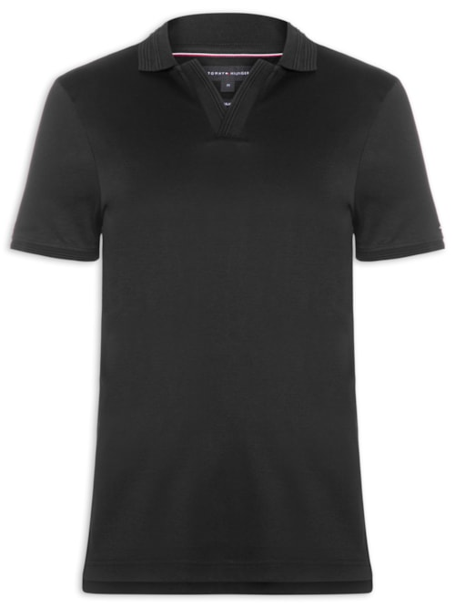 Polo Masculina Regular Fit V-Nk Interlock - Preto Polo Masculina Regular Fit V-Nk Interlock - Preto