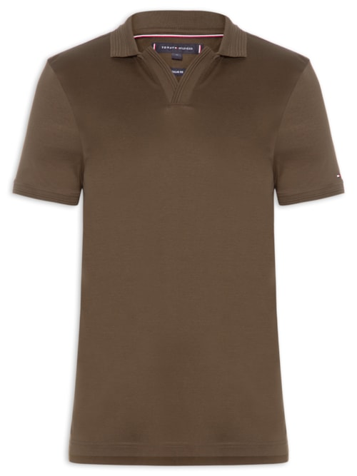 Polo Masculina Regular Fit V-Nk Interlock - Marrom Polo Masculina Regular Fit V-Nk Interlock - Marrom