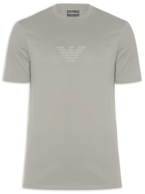 Camiseta Masculina Pima EA Logo 12cm Basic Best Seller Eagle - Bege Camiseta Masculina Pima EA Logo 12cm Basic Best Seller Eagle - Bege