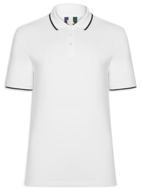 Polo Masculina Manga Curta Piquet Friso Branco Polo Masculina Manga Curta Piquet Friso Branco
