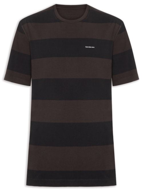 Camiseta Masculina Manga Rugby Listrada - Marrom Camiseta Masculina Manga Rugby Listrada - Marrom