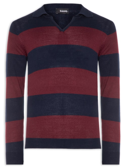 Suéter Masculino Gola V Listrado Vermelho Suéter Masculino Gola V Listrado Vermelho