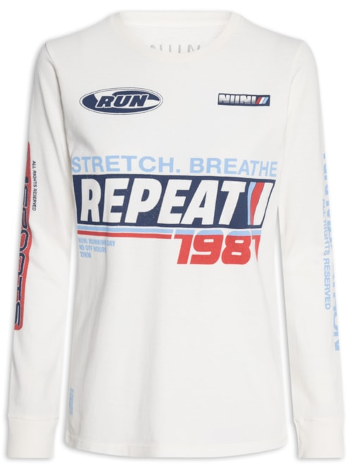 Camiseta Feminina Manga Longa Runner - Off White Camiseta Feminina Manga Longa Runner - Off White