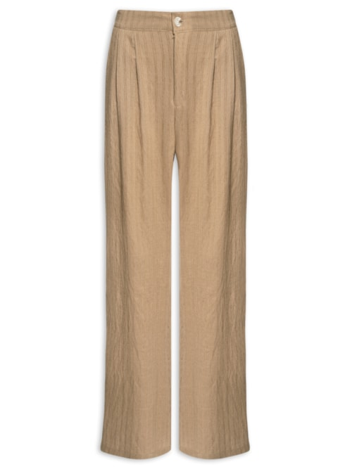 Calça Feminina Listrada Pantalona - Bege