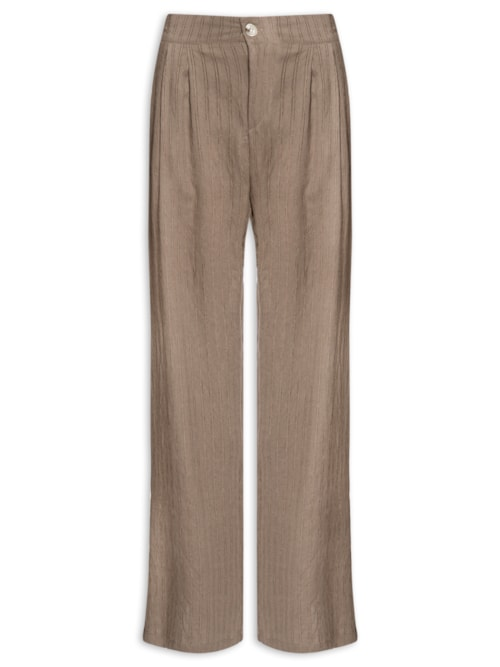 Calça Feminina Listrada Pantalona - Marrom