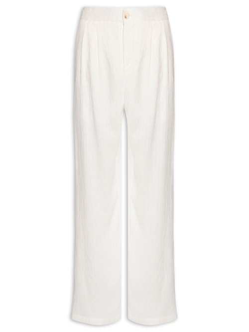 Calça Feminina Listrada Pantalona - Branco