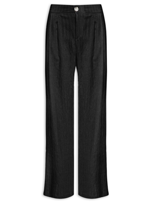 Calça Feminina Listrada Pantalona - Preto
