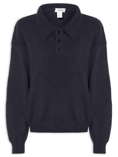 Suéter Feminino Tricot Comfy Gola Esporte Azul Suéter Feminino Tricot Comfy Gola Esporte Azul
