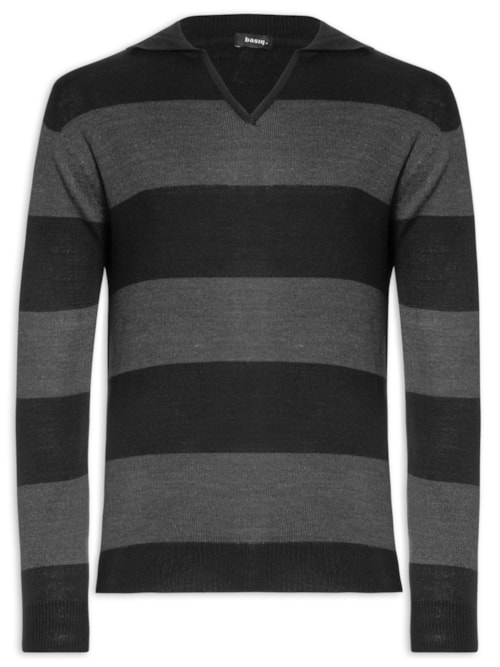 Suéter Masculino Gola V Listrado Cinza Suéter Masculino Gola V Listrado Cinza