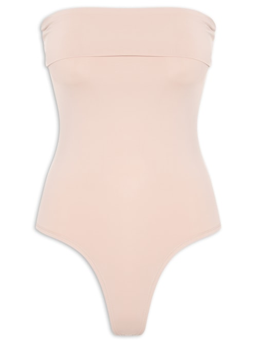 Body Feminino Tomara que Caia em Poliamida Bege Body Feminino Tomara que Caia em Poliamida Bege