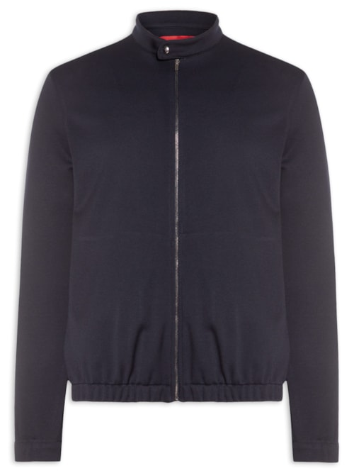 Jaqueta Bomber Masculina em Malha Italiana Azul Jaqueta Bomber Masculina em Malha Italiana Azul
