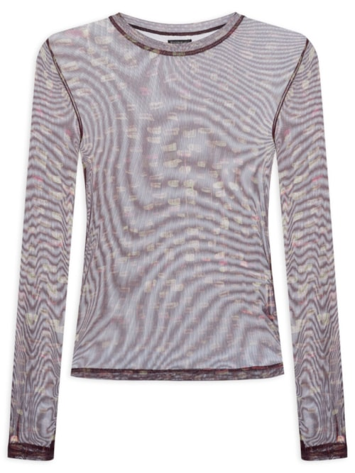 Blusa Feminina Tule Joana Brilho - Marrom Blusa Feminina Tule Joana Brilho - Marrom