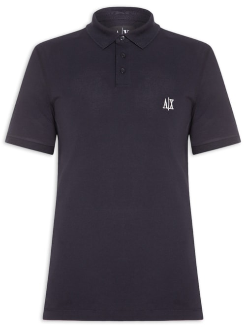 Pólo Masculina Manga Curta Bordado Lateral - Azul