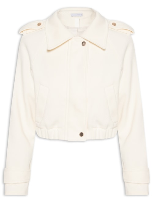 Jaqueta Feminina Cropped - Bege Jaqueta Feminina Cropped - Bege