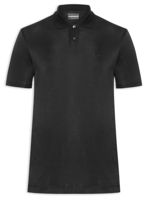 Camisa Polo Masculina Modal Mini Logo - Preto Camisa Polo Masculina Modal Mini Logo - Preto