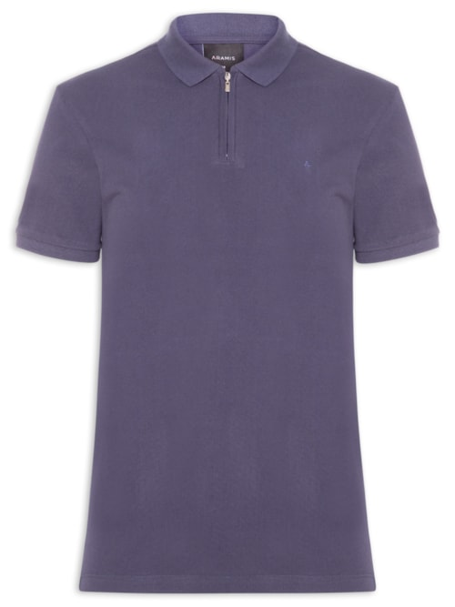 Polo Masculina Regular Fit Com Zíper Em Piquet - Azul Polo Masculina Regular Fit Com Zíper Em Piquet - Azul