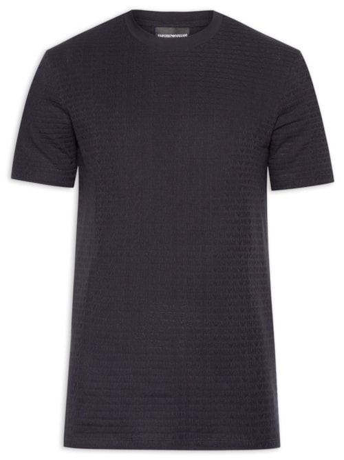 Camiseta Masculina Jersey All-Over Jacquard Lettering - Azul