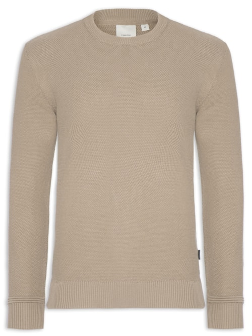 Suéter Tricot Masculino Ponto Arroz - Bege Suéter Tricot Masculino Ponto Arroz - Bege
