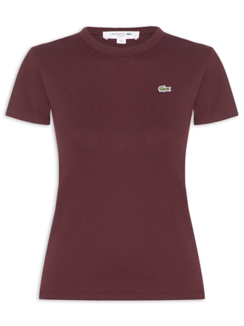 Camiseta Feminina De Algodão Canelada - Marrom Camiseta Feminina De Algodão Canelada - Marrom