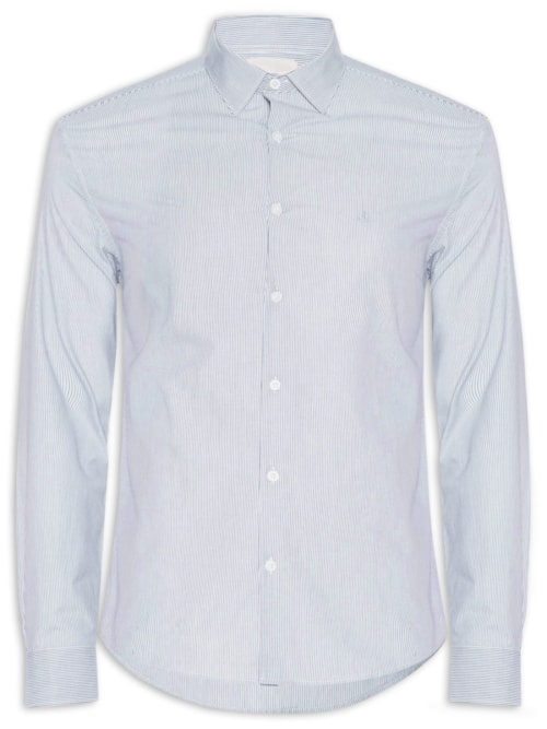 Camisa Masculina Slim Tricoline Fio 60 - Azul Camisa Masculina Slim Tricoline Fio 60 - Azul