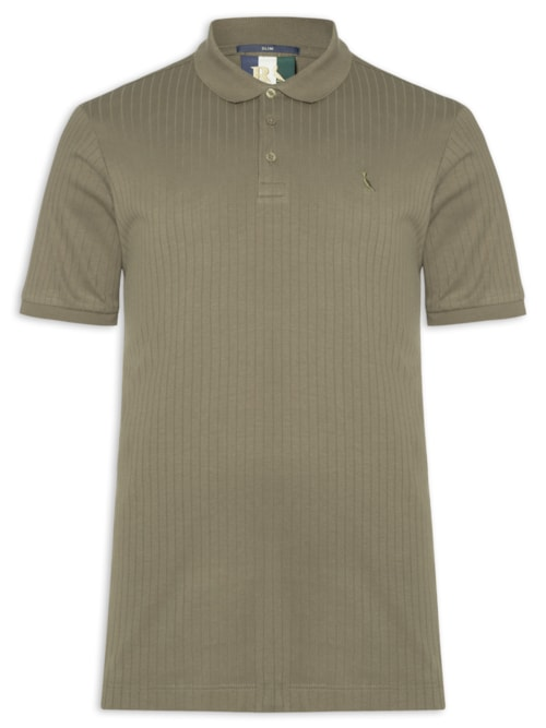 Polo Masculina Slim Canelada - Verde Polo Masculina Slim Canelada - Verde