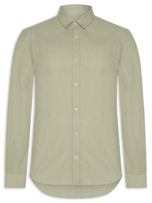 Camisa Masculina Manga Longa Como - Bege Camisa Masculina Manga Longa Como - Bege