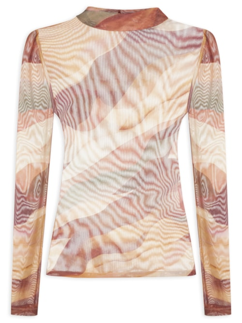 Blusa Segunda Pele Tule Estampa Dunas - Rosa Blusa Segunda Pele Tule Estampa Dunas - Rosa