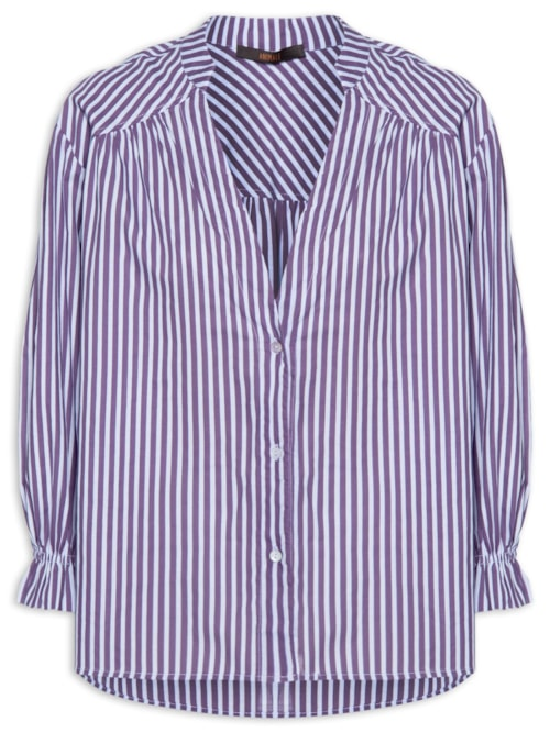 Camisa Feminina de Voil Listrada Roxo Camisa Feminina de Voil Listrada Roxo