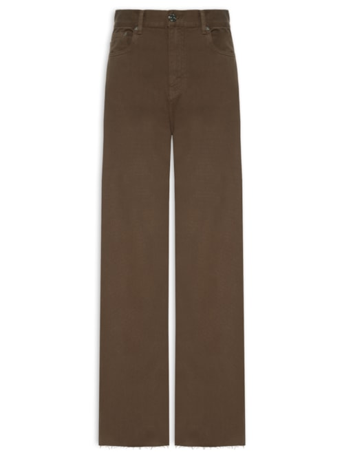 Calça Feminina Sarja Pantalona Barra A Fio - Marrom