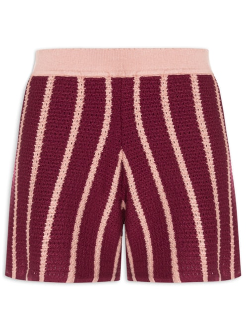 Short Feminino Tricot Listrado - Rosa