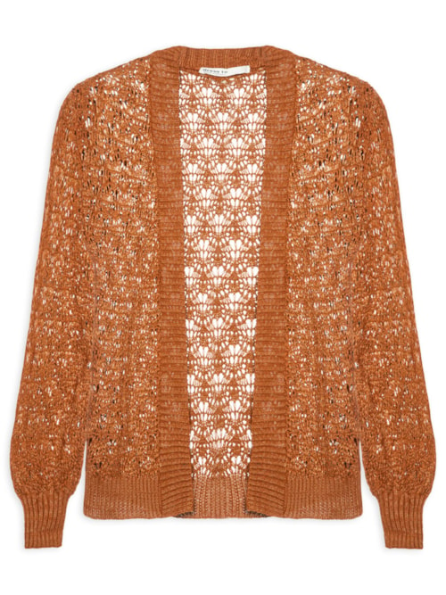 Cardigan Feminino Tricot Rendado Sol - Marrom Cardigan Feminino Tricot Rendado Sol - Marrom