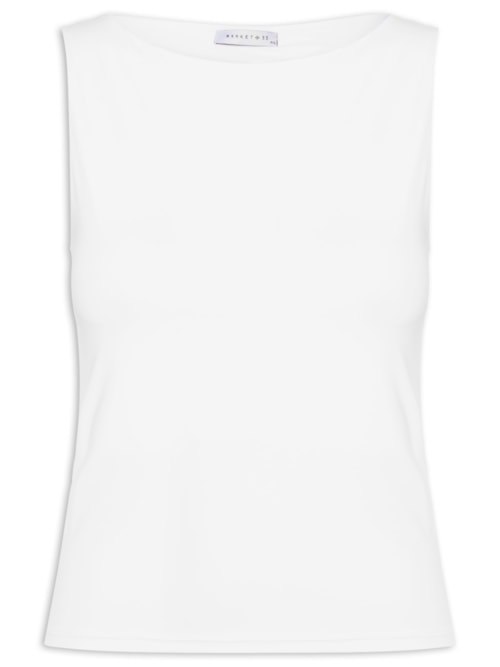 Blusa Feminina Em Poliamida Com Decote Canoa - Branco Blusa Feminina Em Poliamida Com Decote Canoa - Branco