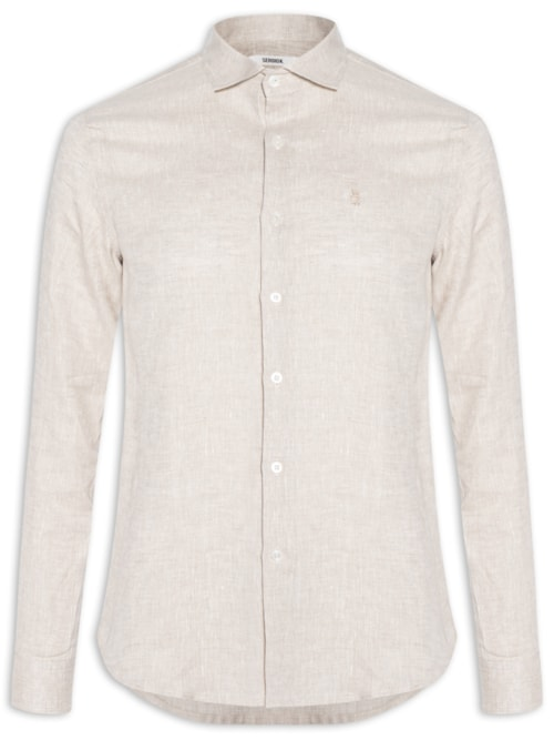 Camisa Masculina Linho Puro - Bege